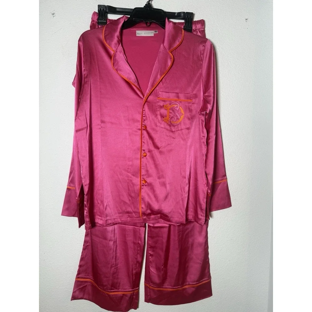 Heidi‎ Houston Pajamas Wide Leg Elastic Waist Pants Long Sleeve Top Set Size XS